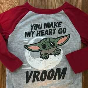 VALENTINE'S DAY Star Wars Baby Yoda 2T baseball tee, quarter length sleeve